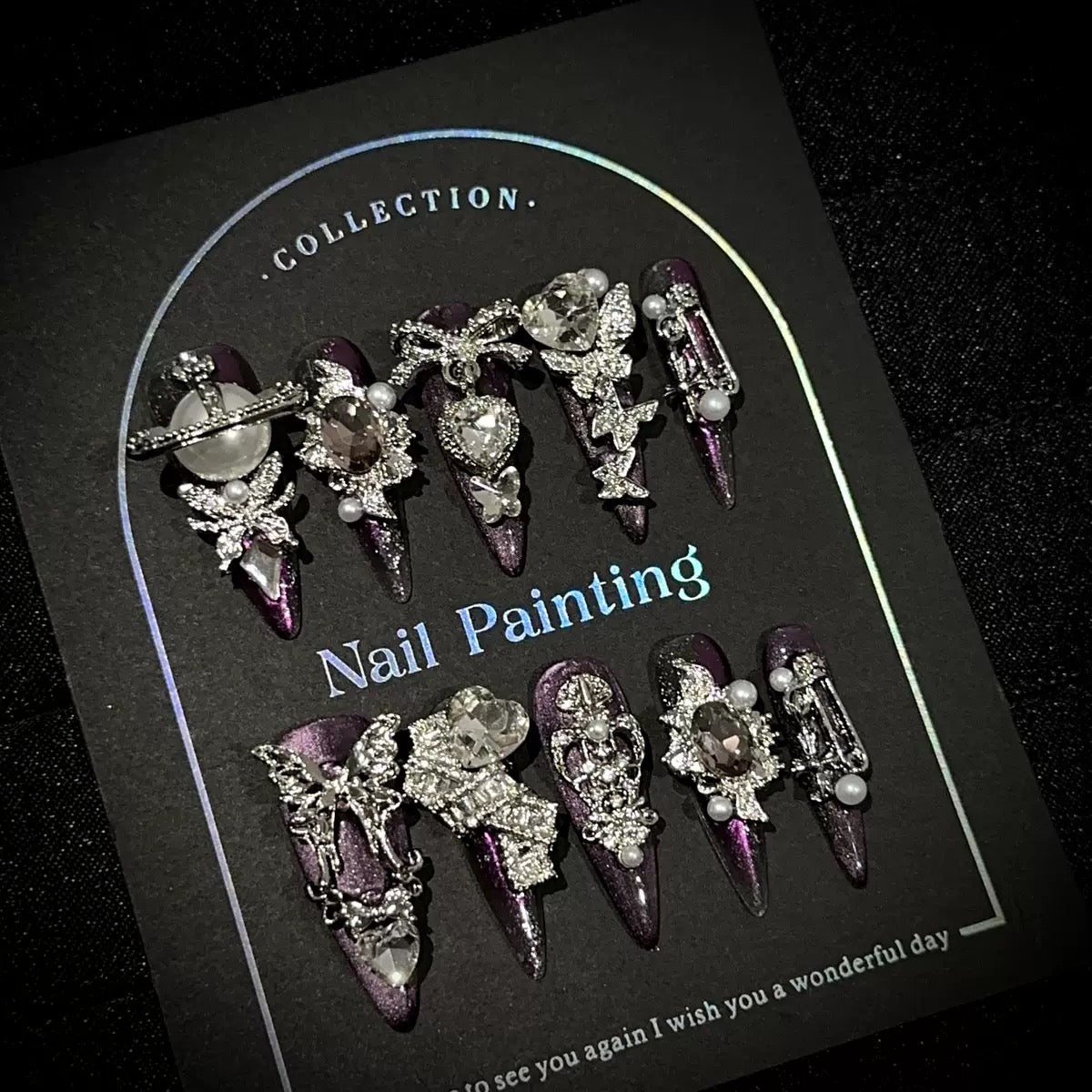 Gothic Pearl Crystal Press-On Nails