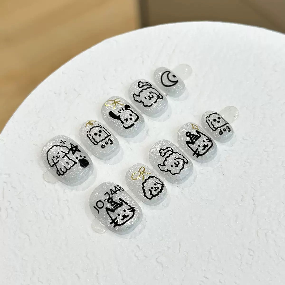 Silver Puppy Dream ✦ Press-On Nails